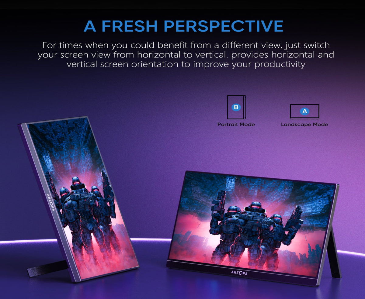 ARZOPA Z1FC Portable Gaming Monitor, 16.1" IPS Display, FHD Resolution, 144Hz Refresh Rate, 16.7m Color Display, Eye Care, External Second Screen for Laptop, PC, PS5, Mac, Xbox, Black | Z1FC