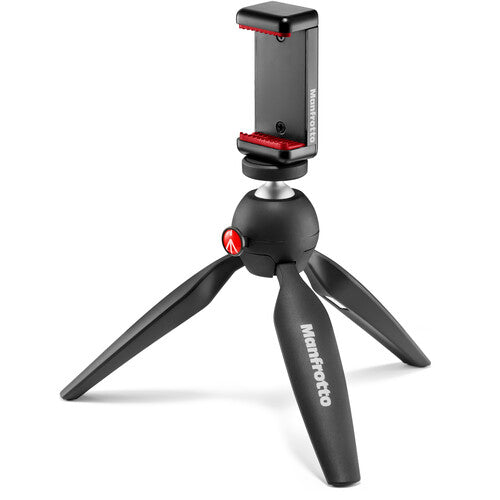 Manfrotto Pixi 2 Mini Tripod with Smartphone Clamp Black (Made in Italy)