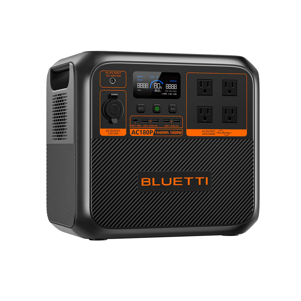 BLUETTI AC180P Solar Portable Power Station (1,800W, 1440WH) UK Plug.