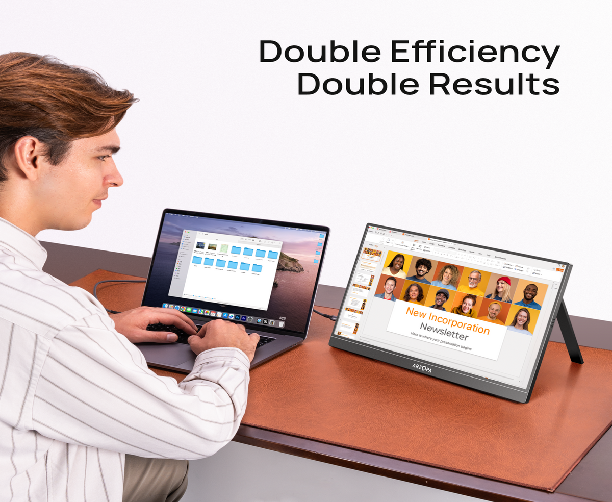 ARZOPA Z1C 16.1-Inch Portable Monitor, 16.1" IPS Display, Full HD Resolution, 60Hz Refresh Rate, USB-C & Mini HDMI, Built-in Kickstand, Built-in Speakers, PC, Mac, PS5, Xbox & Switch.