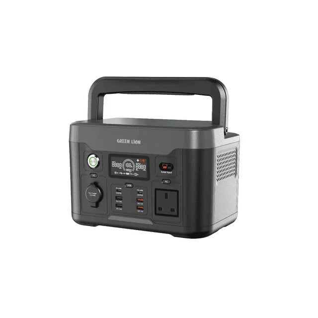 Green Lion PGX600 600W Portable Power Station – 307.2Wh (96000mAh) LiFePO4 Battery with LCD Display and Solar Charging Support