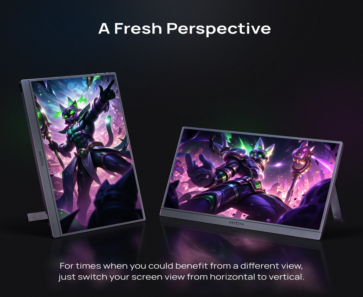 ARZOPA Z1FC GREY 16.1'' 144Hz Portable Gaming Monitor, 106% sRGB 1080P FHD Kickstand Portable Monitor with HDR, Ultra Slim, Eye Care, External Second Screen for Laptop, PC, PS5, Mac, Xbox.