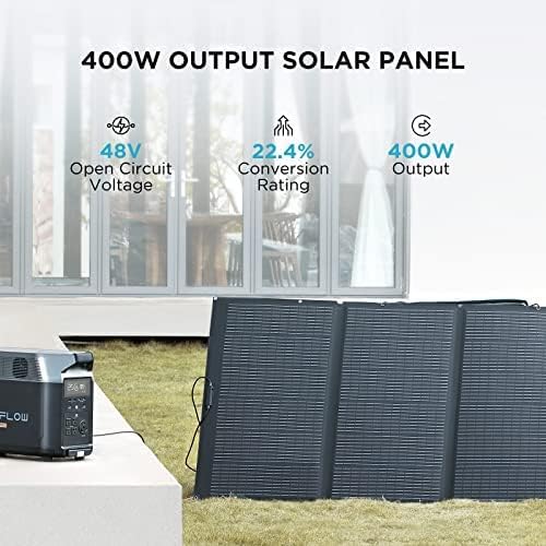 EF ECOFLOW 400W Portable Solar Panel, Foldable & Durable, Complete with an Adjustable Kickstand Case, Waterproof IP68 for Outdoor Adventures