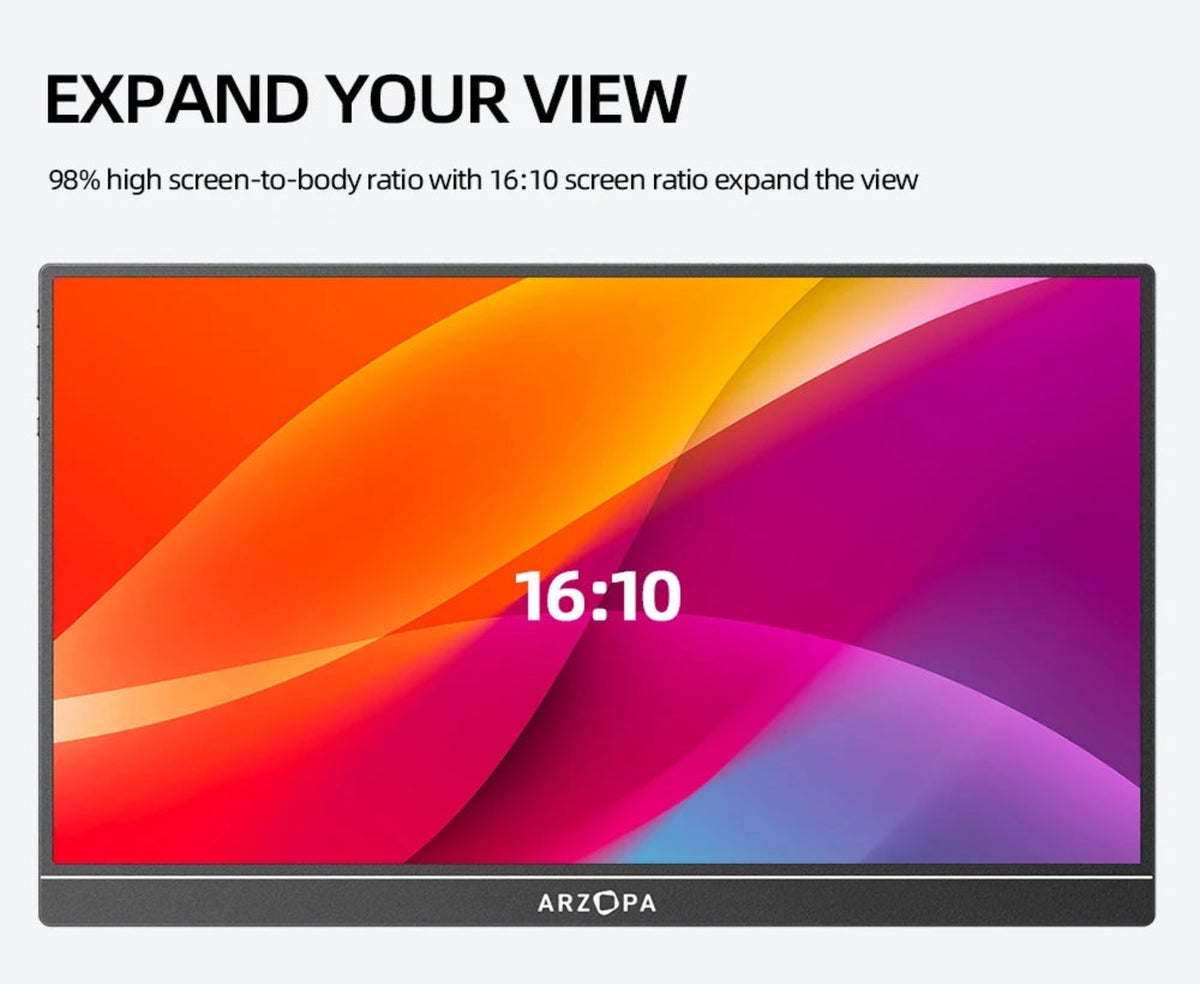 ARZOPA Z1RC 16" 2.5K Portable Monitor, 2560x1600 QHD IPS Display 123% sRGB with Built-in Stand USB-C HDMI Eye Care External Second Screen for Mac Laptop Phone PS4/5 Xbox Switch.