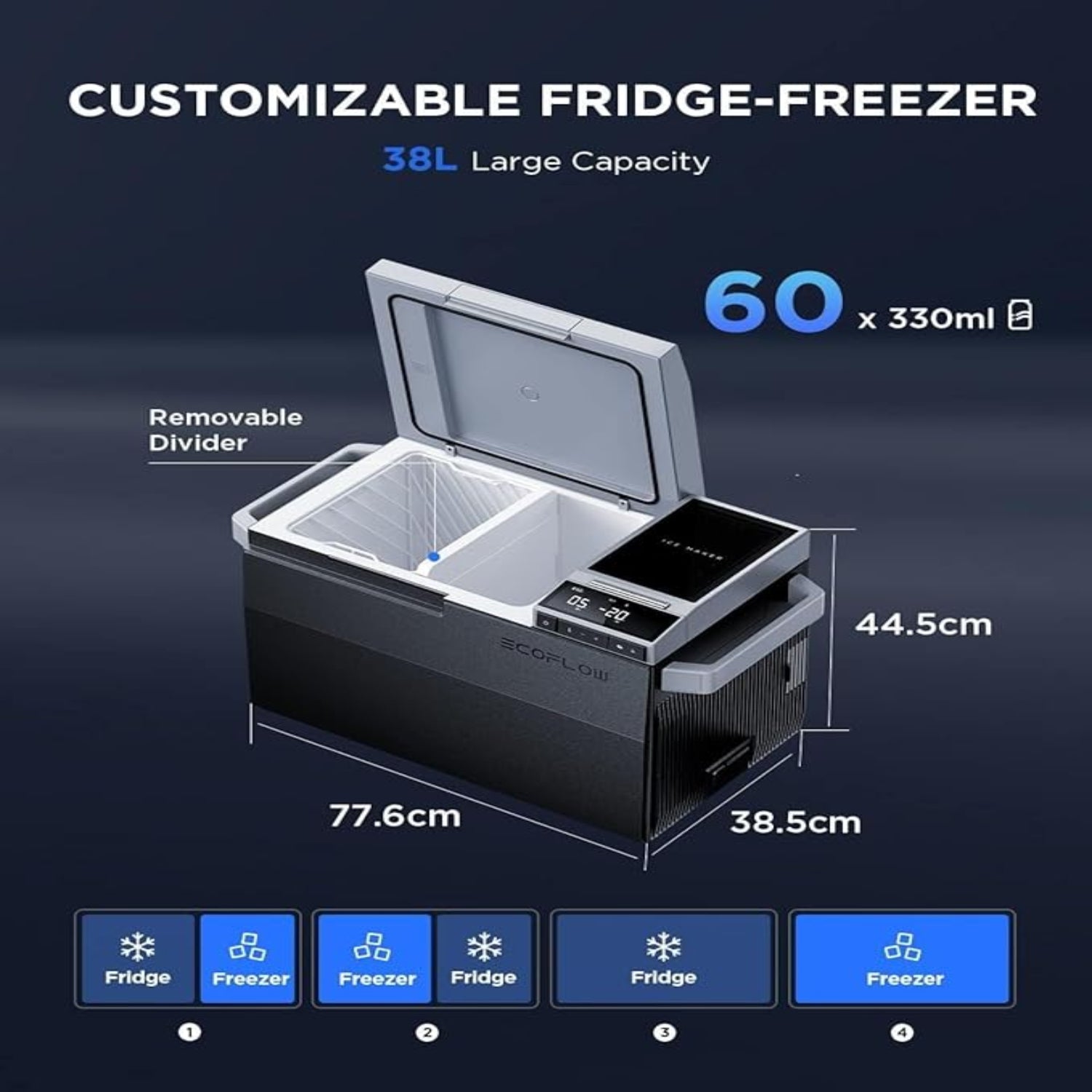 ECOFLOW GLACIER 38L Fridge Freezer with 298Wh Plug-in Battery, 12 Volt Refrigerator, Car Fridge, Electric Cooler for Truck, Van, RV, Camper, SUV, Boat, Camping, Road Trips?