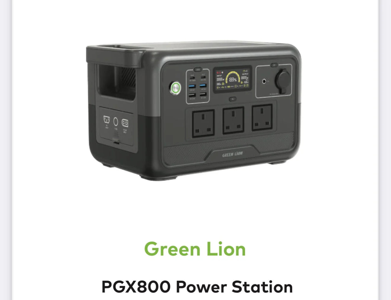 Green Lion PGX800 800W 768Wh Portable Power Station – Multi-port LiFePO4 Battery for Camping and Emergencies