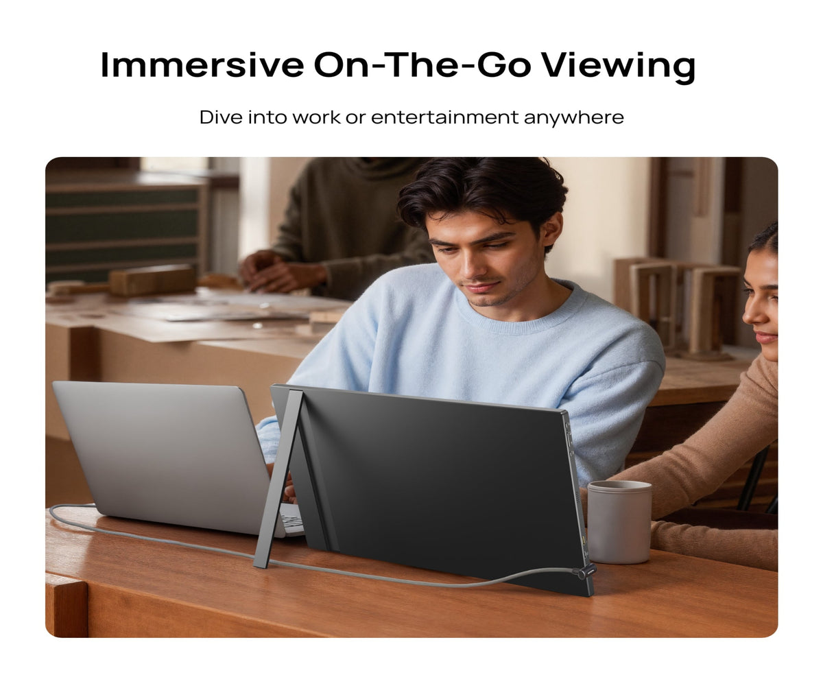 ARZOPA A1M Portable Monitor, 17.3" IPS Display, Full HD Resolution, 60Hz Refresh Rate, USB-C & Mini HDMI, Built-in Kickstand, Dual Speakers, HDR, PC, Mac, PS5, Xbox & Switch, Black | A1M