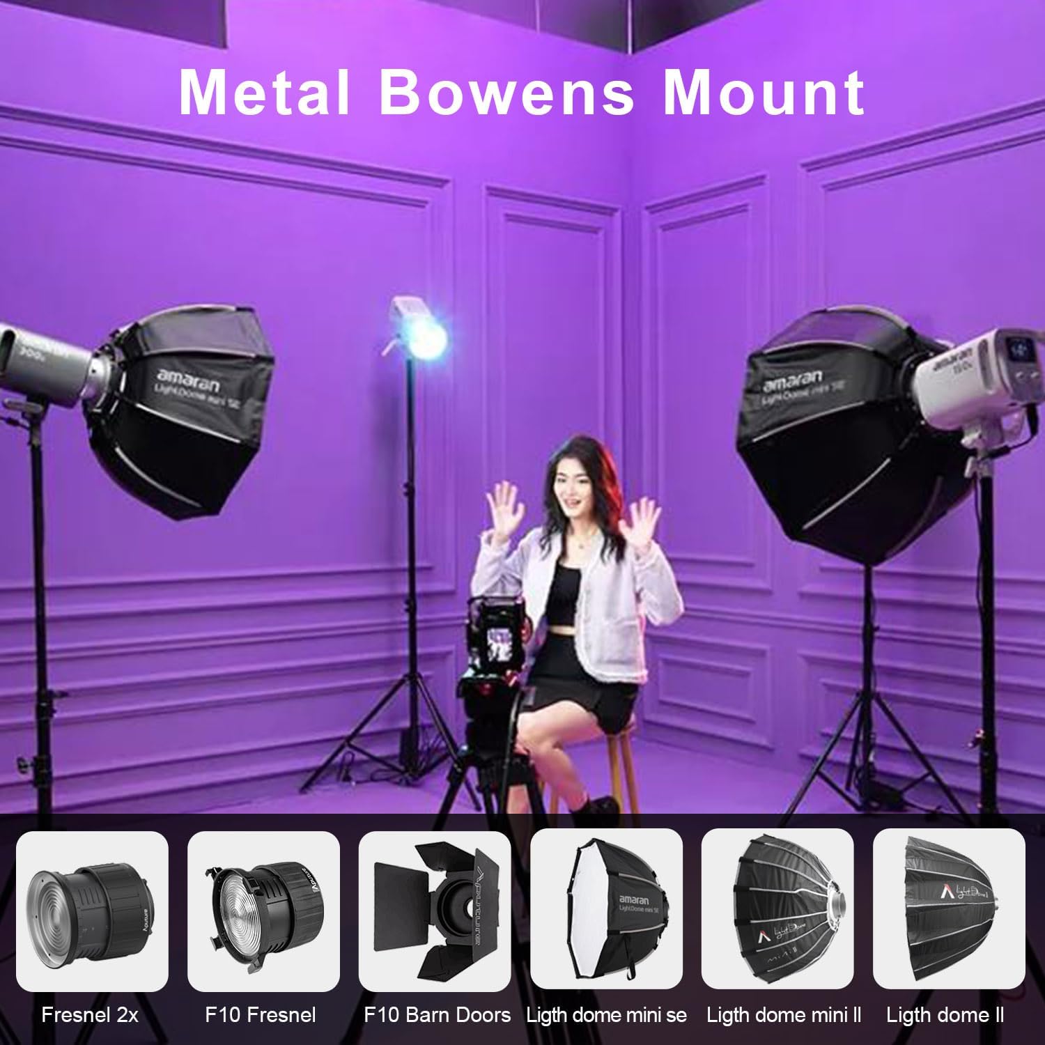 Aputure Amaran 150c 150W RGBWW Full-Color Bowens Mount Point-Source LED Light Grey