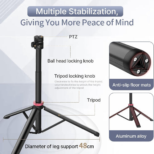 ULANZI MT-79 Portable Adjustable Photography Light Stand | 39-207cm Adjustable Sturdy Tripod Stand | Load Capacity: 1kg