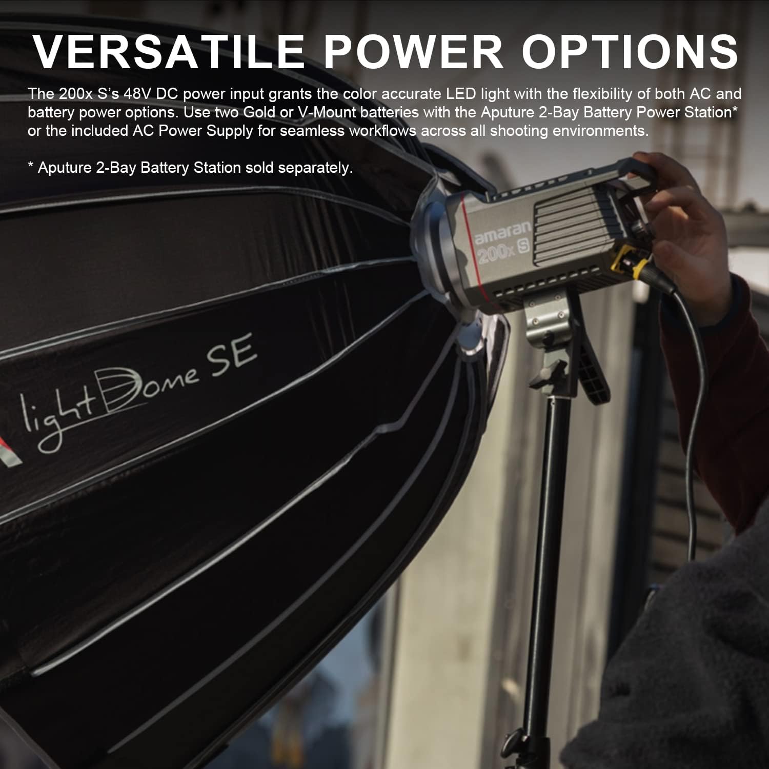 Aputure amaran 200x S 200W Bi-Color LED Video Light, 2700-6500k CRI95+, TLCI98+ Bluetooth App Control 9 Built-in Lighting Effects DC/AC Power Supply Bowens Mount Silent Fan (amaran 200xS)