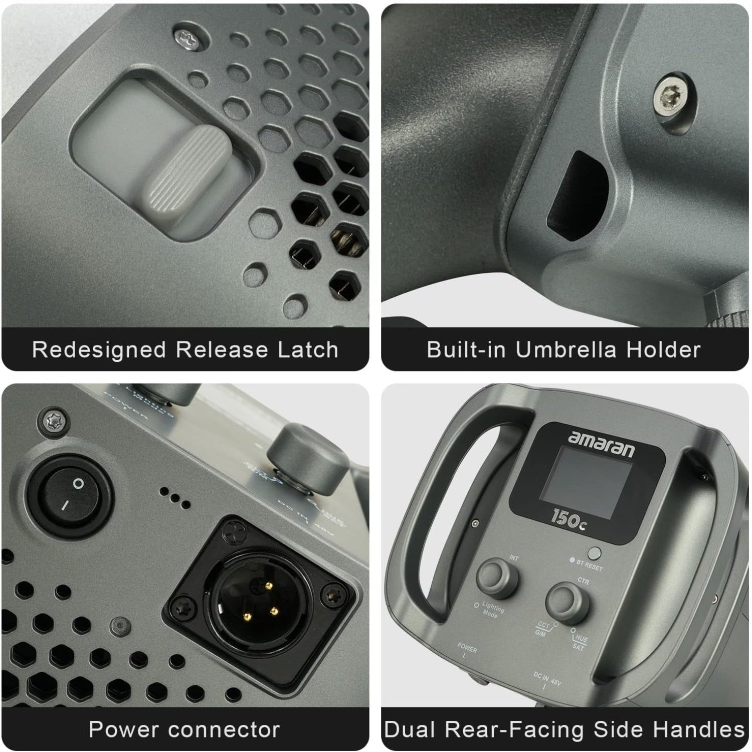 Aputure Amaran 150c 150W RGBWW Full-Color Bowens Mount Point-Source LED Light Grey