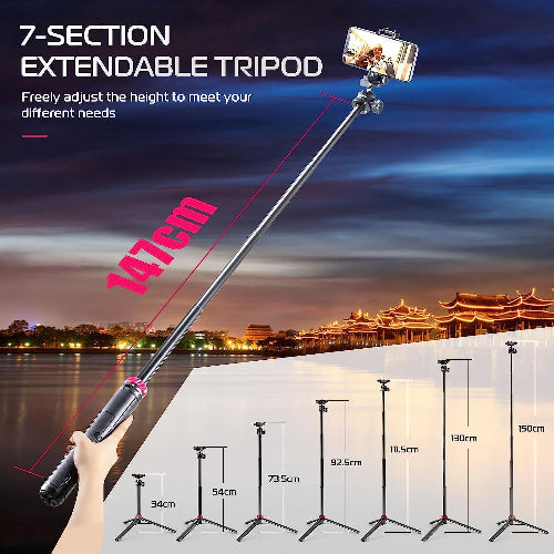 ULANZI MT-44 Portable Tripod Handheld w Ball Head, Extendable Phone Camera Tripod w Cold Shoe, Travel Compact Lightweight Tripod for iPhone, Smartphone, Sony, Canon, Nikon, Small Cameras