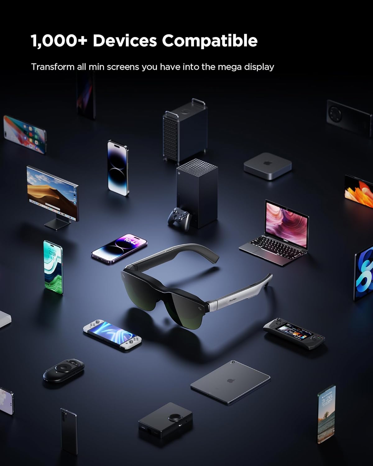 TCL RayNeo Air 3s AR/XR Smart Glasses - 4 Speakers, 201" 120Hz FHD OLED Display, Binge-Watcher/Gamer Glasses for iPhone 16/15 series, iPad.