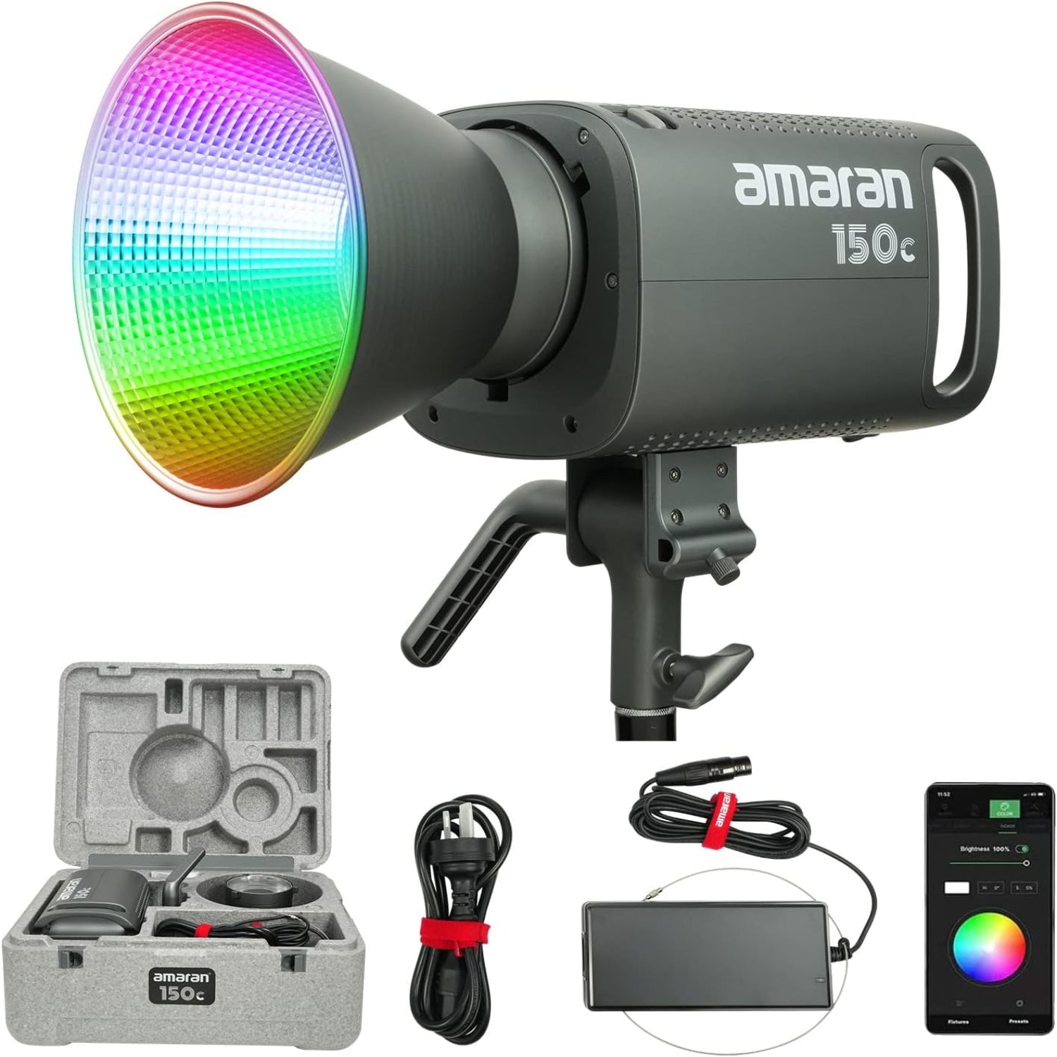 Aputure Amaran 150c 150W RGBWW Full-Color Bowens Mount Point-Source LED Light Grey