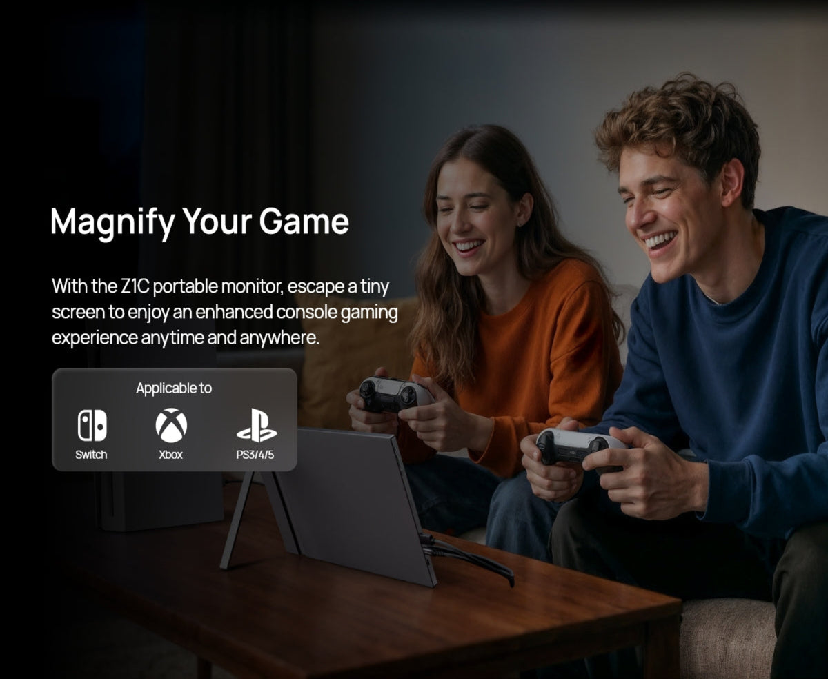 ARZOPA Z1C Grey Portable Monitor, 16.1" IPS Display, Full HD Resolution, 100% sRGB, Ultra-Slim Aluminum Design, Lightweight External Screen for Laptop, PC, Mac, PS5 & Xbox, Grey | Z1C-Grey