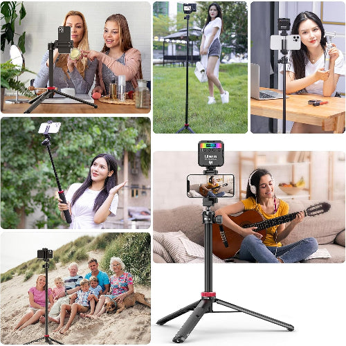 ULANZI MT-44 Portable Tripod Handheld w Ball Head, Extendable Phone Camera Tripod w Cold Shoe, Travel Compact Lightweight Tripod for iPhone, Smartphone, Sony, Canon, Nikon, Small Cameras