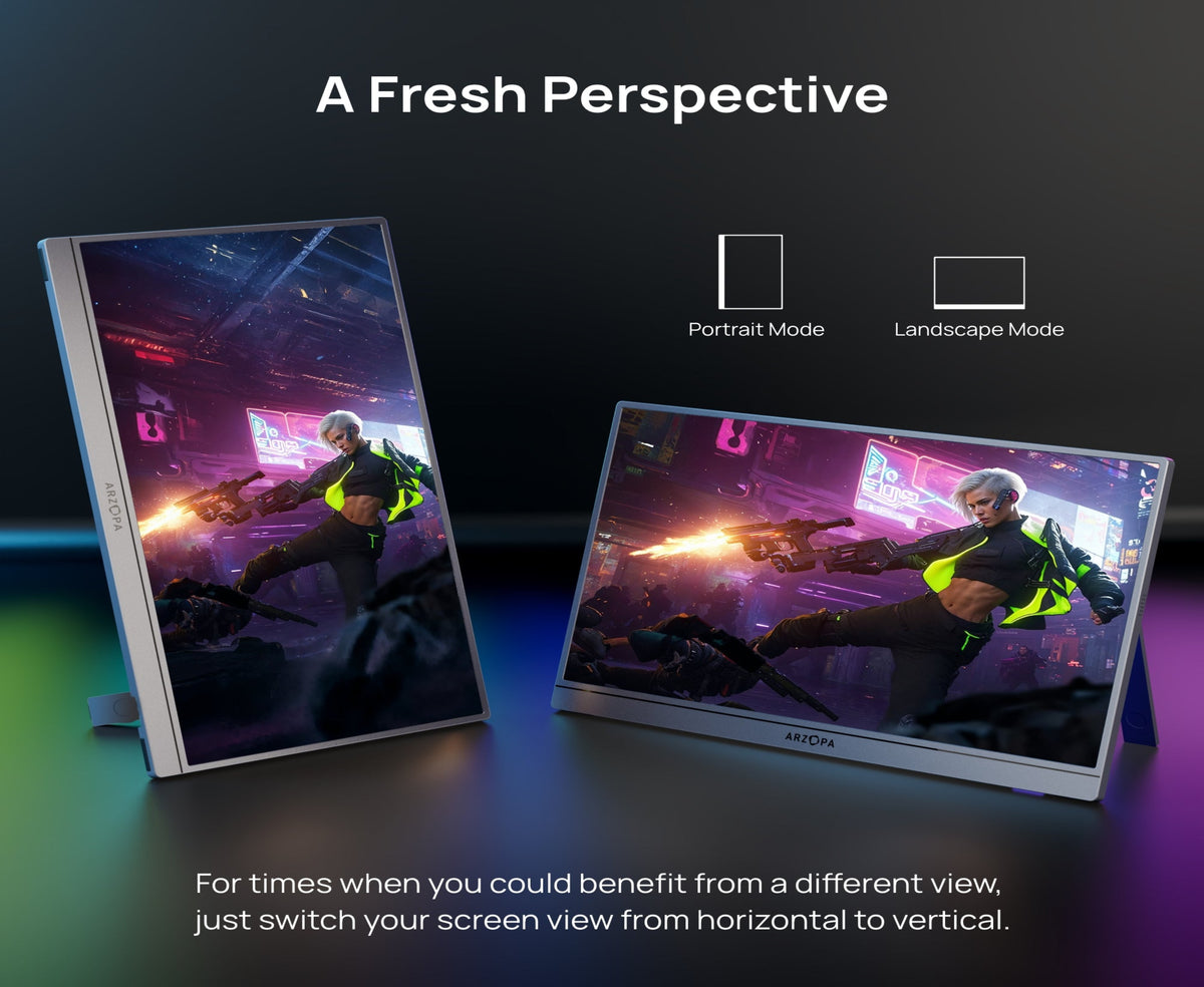 ARZOPA Z3FC 16.1'' 180Hz 2.5K Portable Monitor, 2560x1440 QHD 107% sRGB Kickstand Portable Gaming Monitor with HDR, Ultra Slim, Eye Care, External Second Screen for Laptop, PC, PS5, Mac, Xbox.