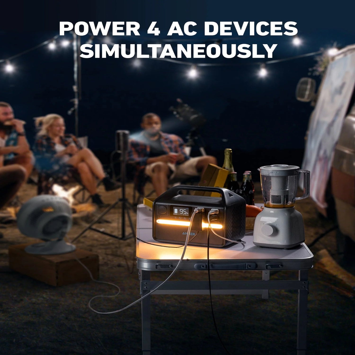 535 Portable Power Station, 512Wh Solar Generator (Solar Panel Optional) with LiFePO4 Battery Pack, 500W 9-Port Powerhouse, 4 AC Outlets, 60W USB-C PD Output, LED Light for Outdoor Camping, RV Black