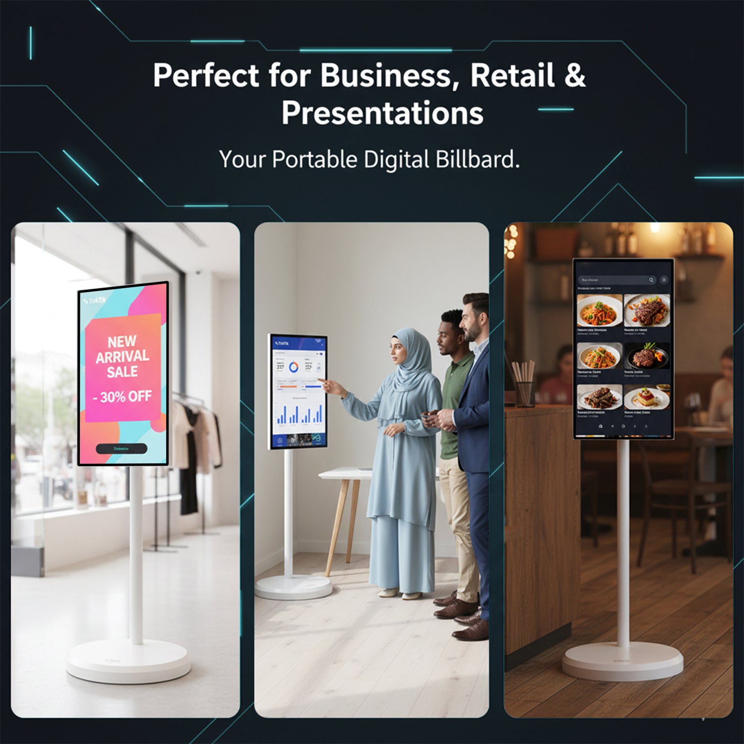 Taktik Floor Standing Smart Screen 21.5 Inch Android Touch Display with 1080p Resolution