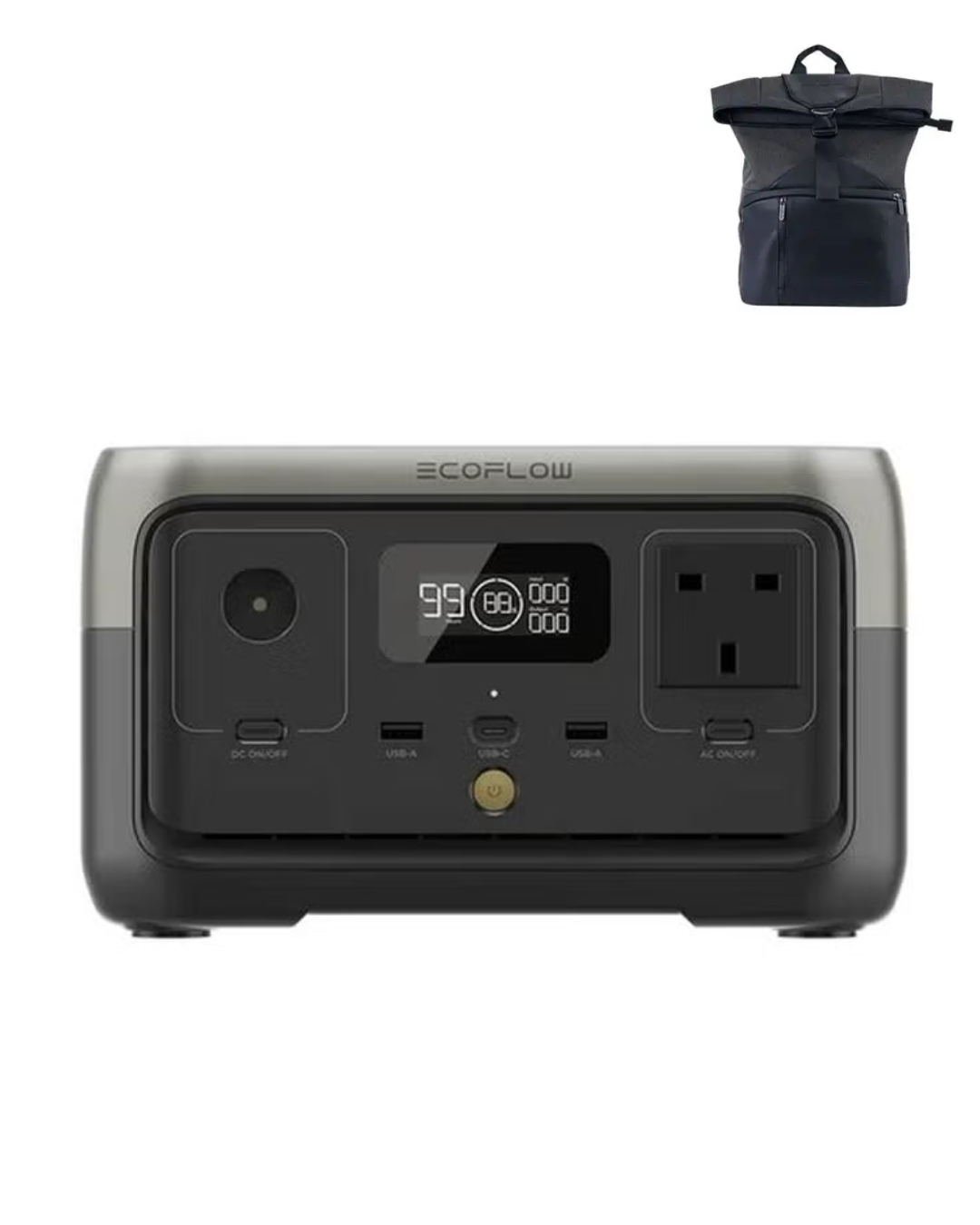 EcoFlow RIVER 2 Portable Power Station with Free Bag (300W,256Wh) (Box Open)