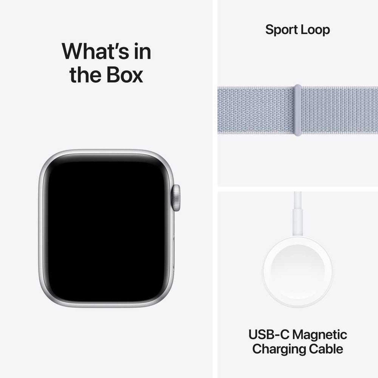 Apple Watch SE (2024) GPS 44mm Silver Aluminum Case with Blue Cloud Sport Loop