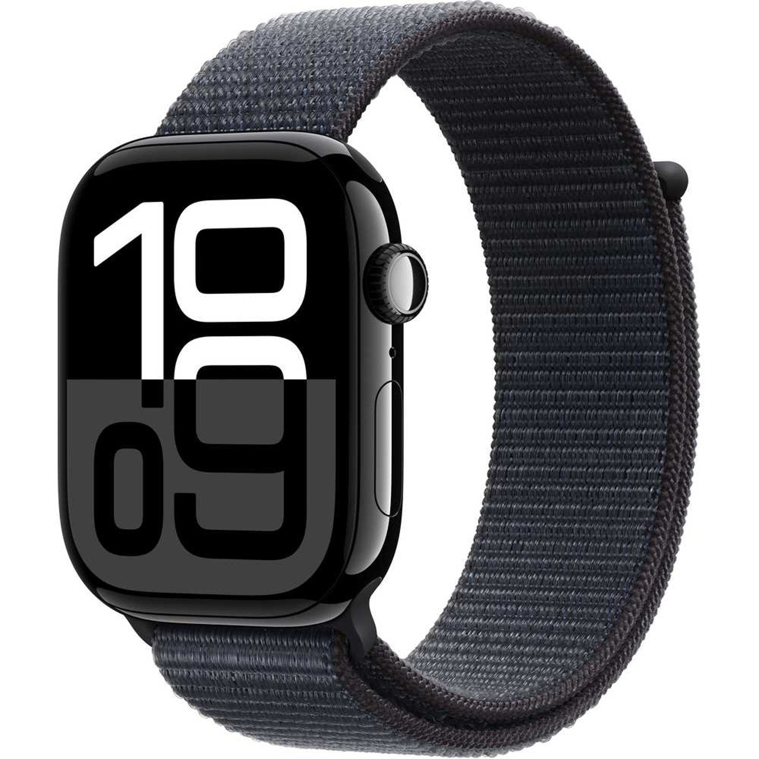 Apple Watch Series 10 GPS + Cellular 46mm Jet Black Aluminum Case with Ink Sport Loop