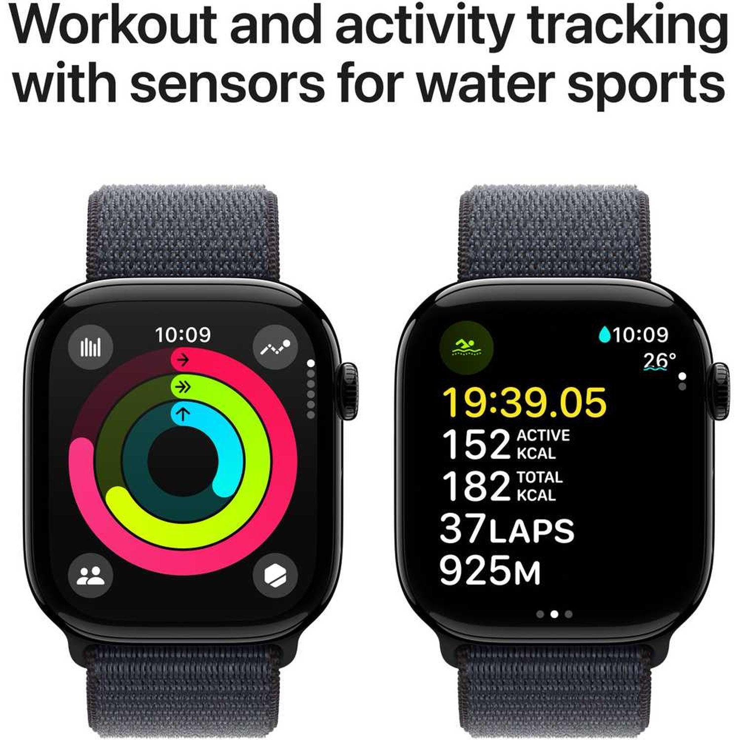 Apple Watch Series 10 GPS + Cellular 46mm Jet Black Aluminum Case with Ink Sport Loop