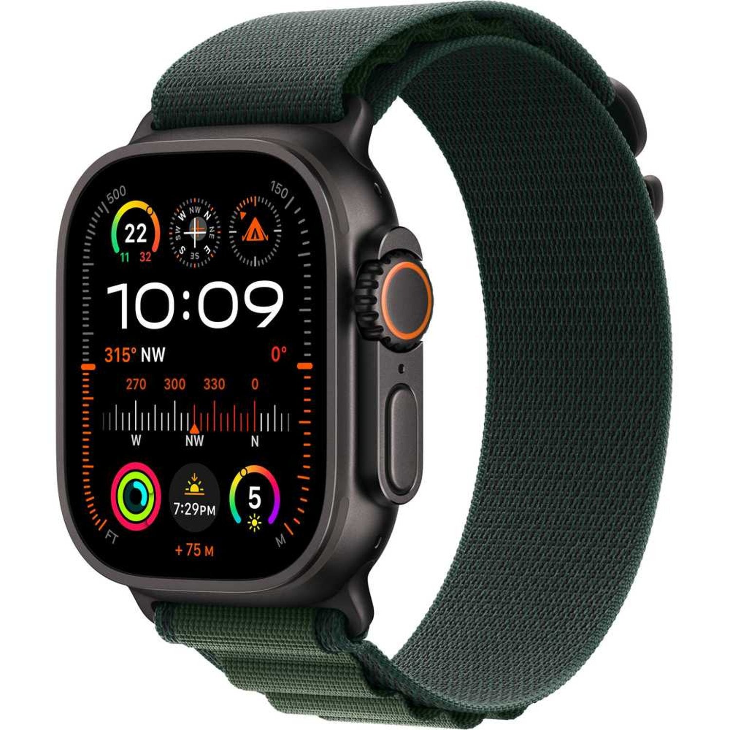 Apple Watch Ultra 2 GPS + Cellular 49mm Black Titanium Case with Dark Green Alpine Loop – M