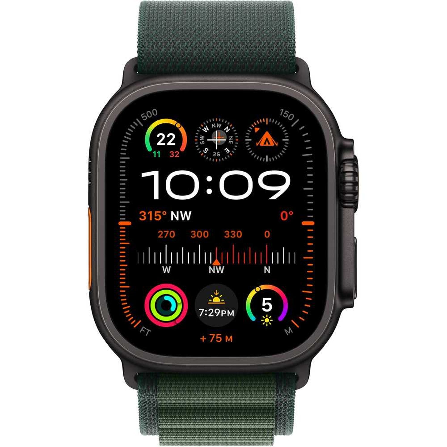 Apple Watch Ultra 2 GPS + Cellular 49mm Black Titanium Case with Dark Green Alpine Loop – M