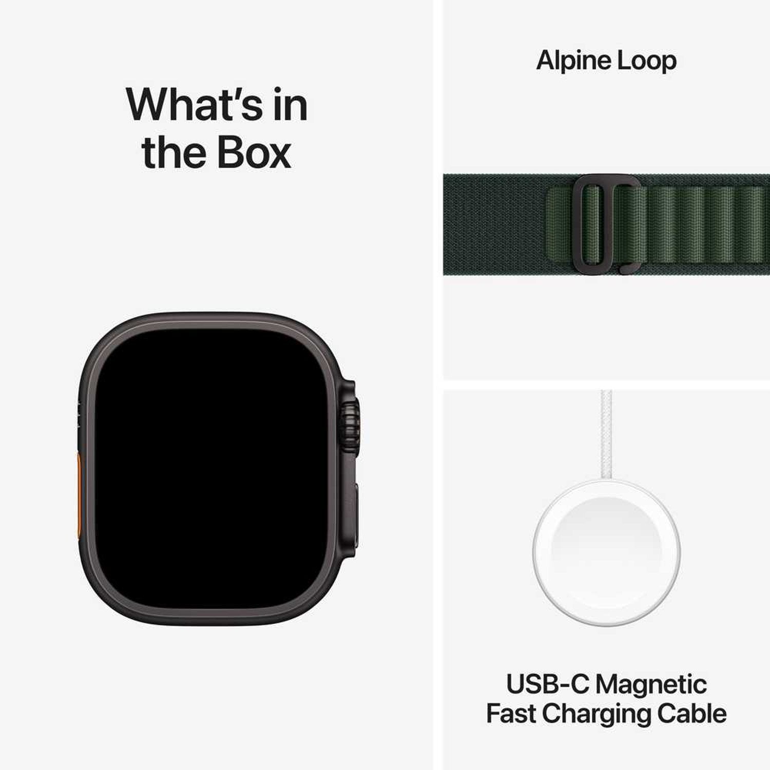 Apple Watch Ultra 2 GPS + Cellular 49mm Black Titanium Case with Dark Green Alpine Loop – M