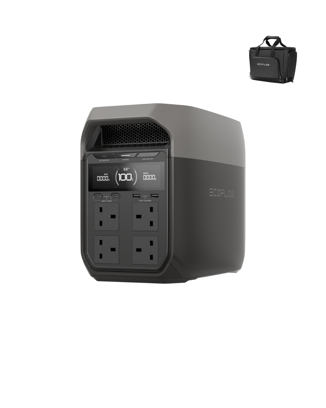 ECOFLOW DELTA 3 Portable Power Station, 1024Wh Solar Generator, LiFePO4 Battery, 0-70% Quick Charge in 30 Min, Expandable to 5kWh, Backup Power with UPS for Home, Camping & RV with Free Delta 3 Bag (Used-Like New)