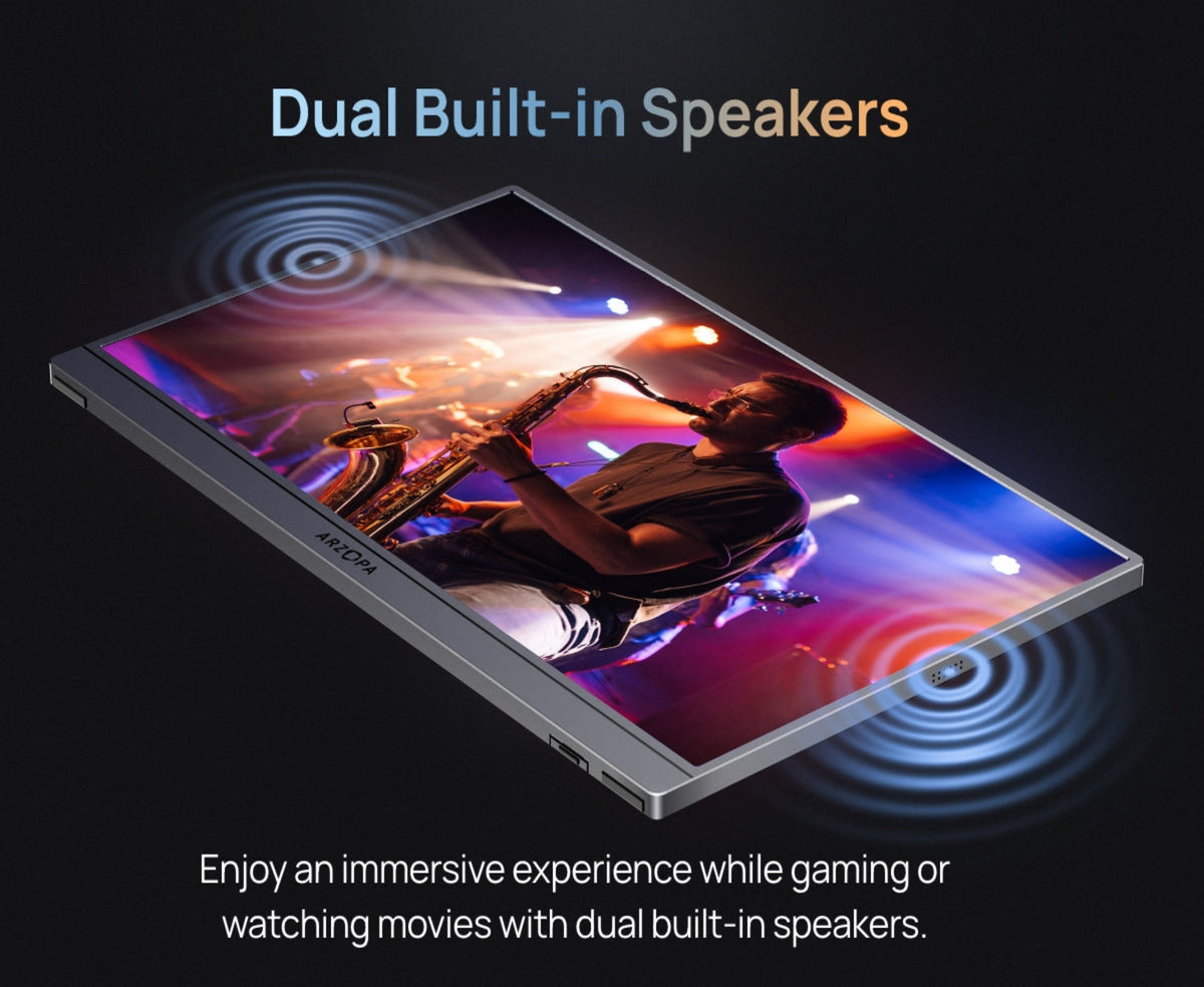 ARZOPA Z3FC 16.1'' 180Hz 2.5K Portable Monitor, 2560x1440 QHD 107% sRGB Kickstand Portable Gaming Monitor with HDR, Ultra Slim, Eye Care, External Second Screen for Laptop, PC, PS5, Mac, Xbox.