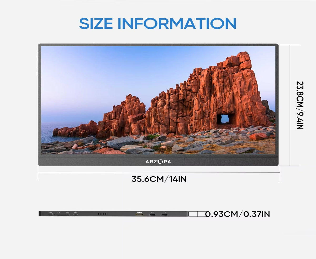 ARZOPA Z1RC 16" 2.5K Portable Monitor, 2560x1600 QHD IPS Display 123% sRGB with Built-in Stand USB-C HDMI Eye Care External Second Screen for Mac Laptop Phone PS4/5 Xbox Switch.