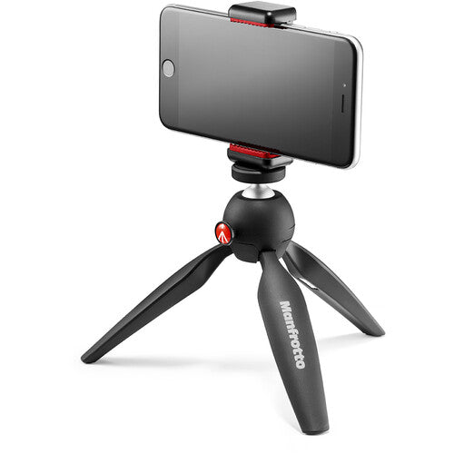 Manfrotto Pixi 2 Mini Tripod with Smartphone Clamp Black (Made in Italy)