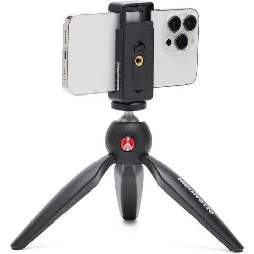 Manfrotto Pixi 2 Mini Tripod with Smartphone Clamp Black (Made in Italy)