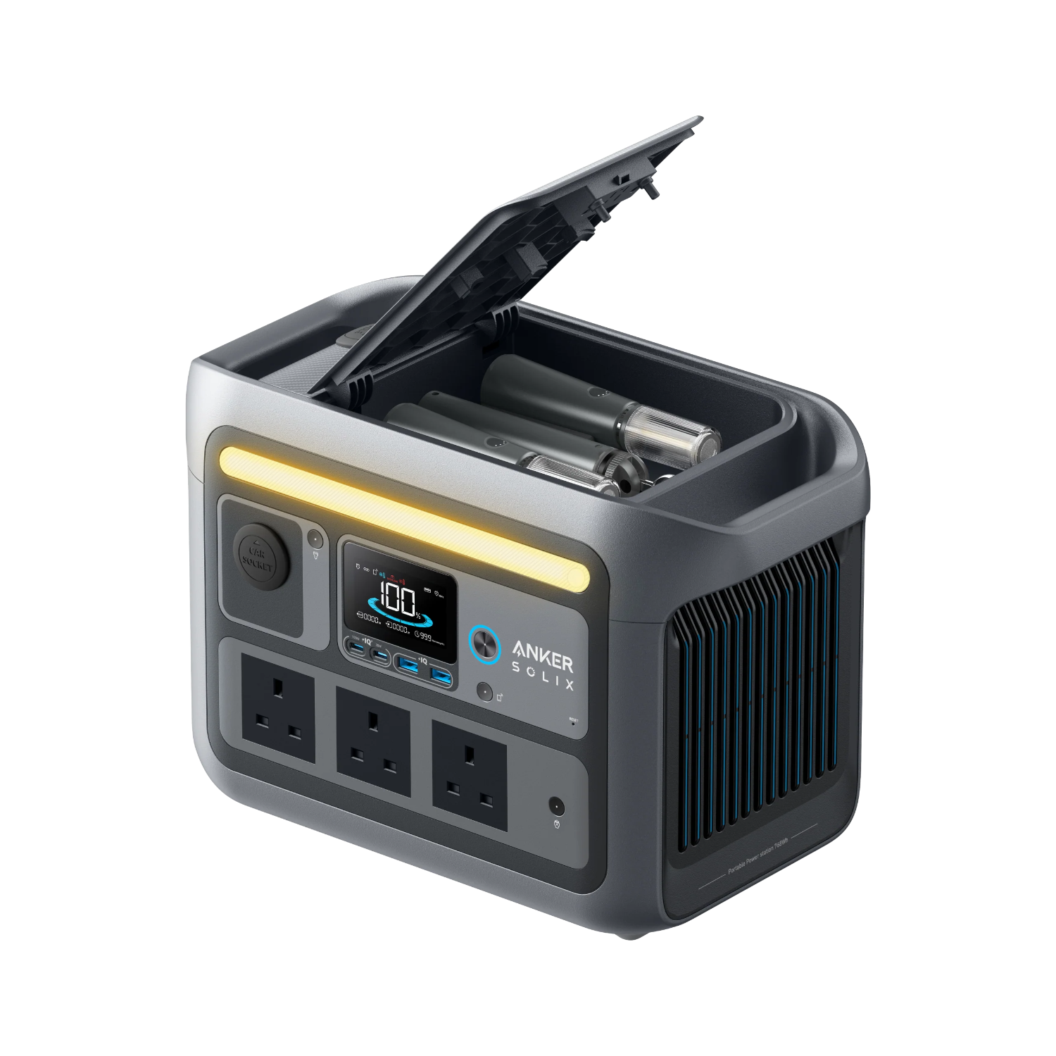 SOLIX C800 Plus Portable Power Station, 1200W (Peak 1600W) Solar Generator with Camping Lights, 768Wh LiFePO4 Battery for Outdoor Camping, RVs, Road Trip, Power Outages