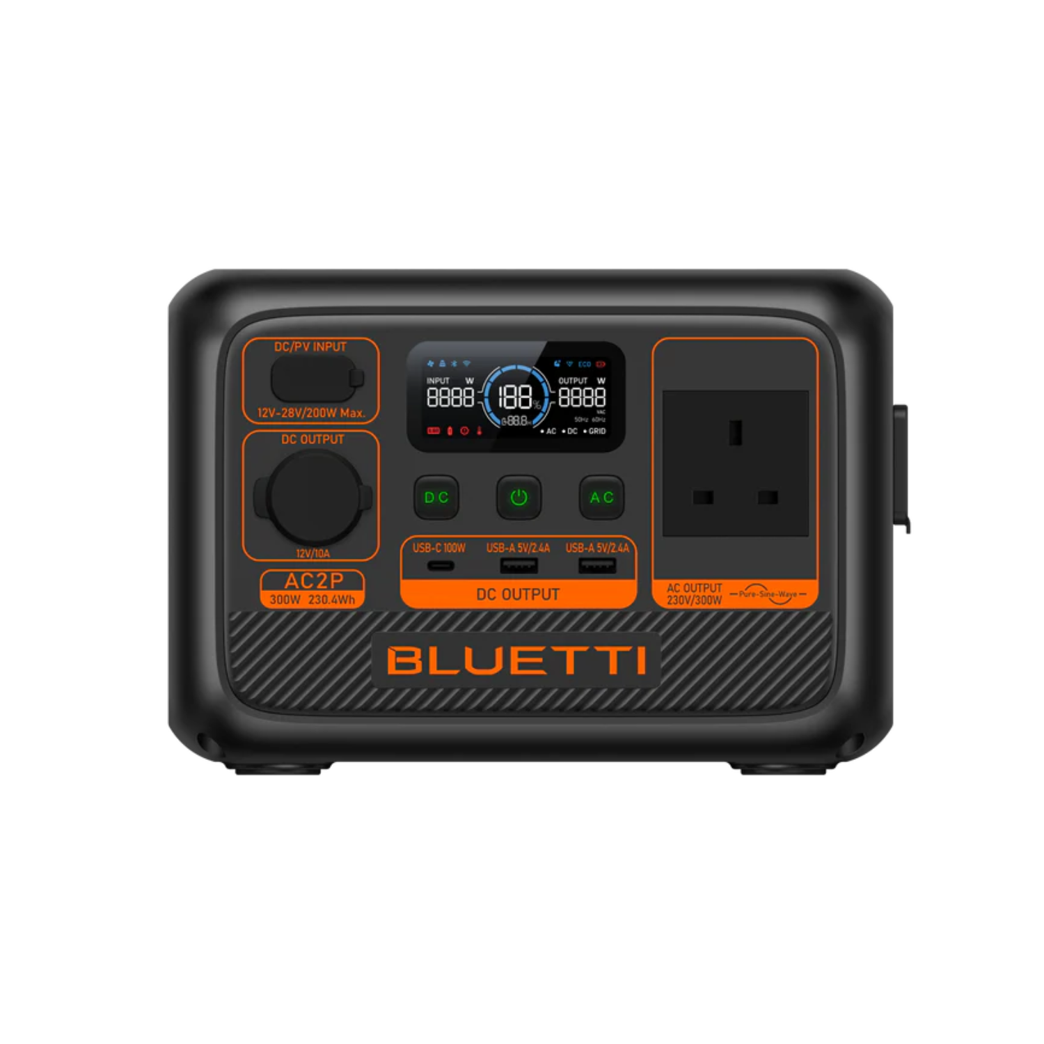 BLUETTI AC2P Portable Power Station – 300W, 204Wh LiFePO₄ Battery Backup with Fast Charging, Solar Generator for Camping, Outdoors, and Emergency Use