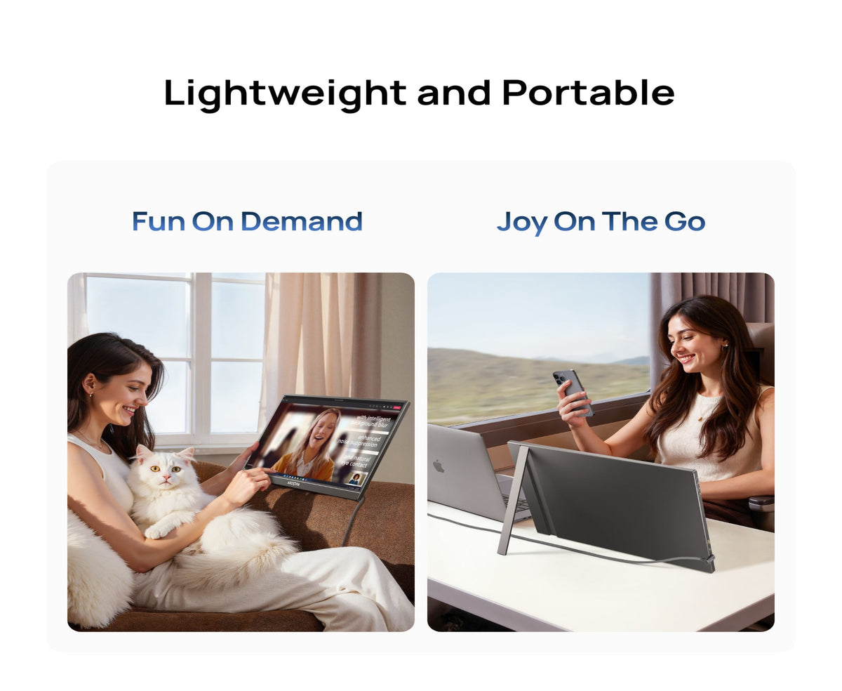 ARZOPA A1M Portable Monitor, 17.3" IPS Display, Full HD Resolution, 60Hz Refresh Rate, USB-C & Mini HDMI, Built-in Kickstand, Dual Speakers, HDR, PC, Mac, PS5, Xbox & Switch, Black | A1M