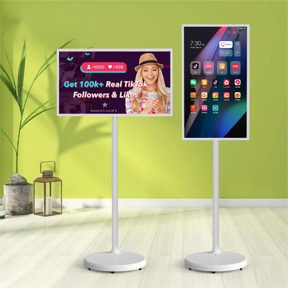 Taktik Portable Smart Screen 32-inch Android Mobile Monitor with Camera Stand, 1080p Rotatable Touch Screen