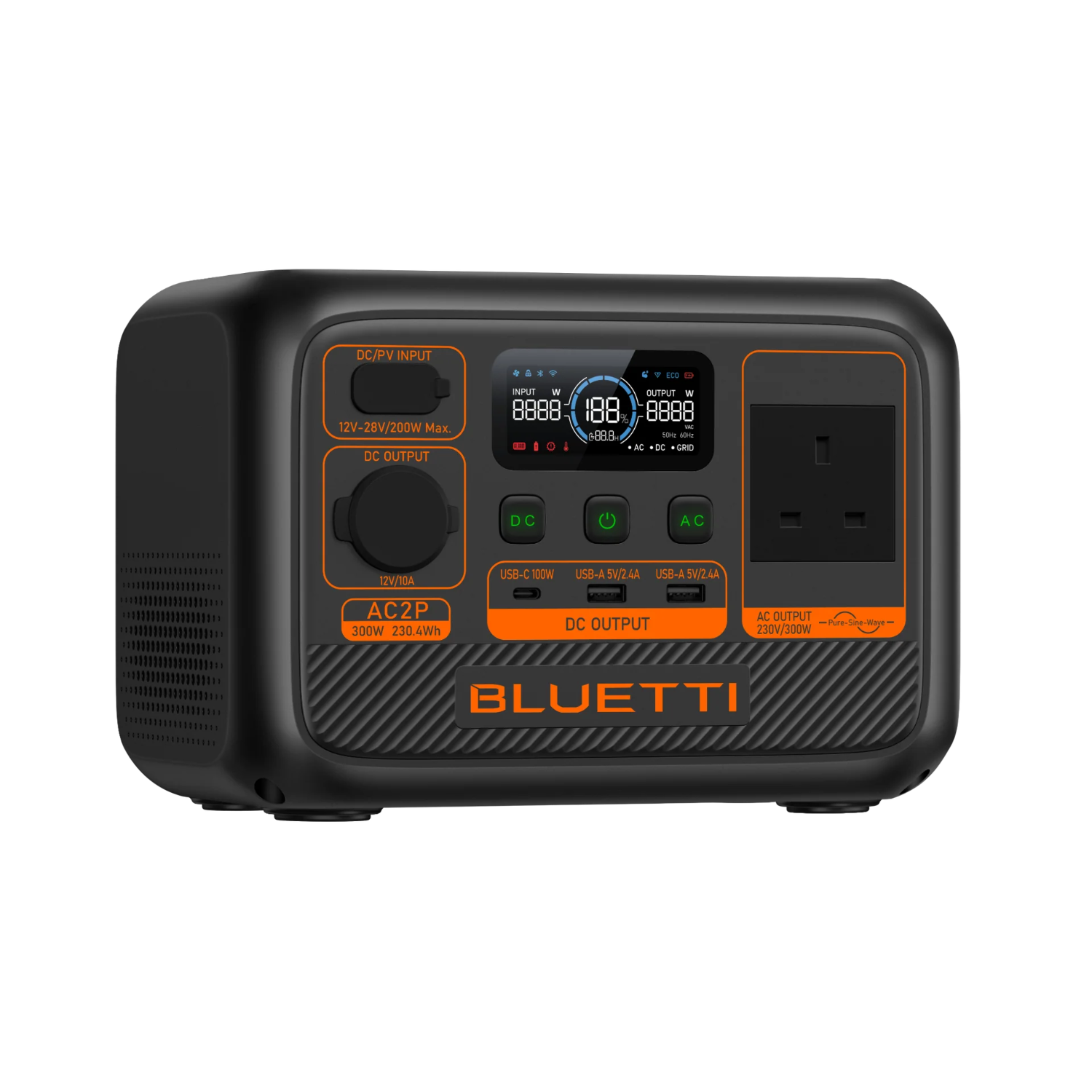 BLUETTI AC2P Portable Power Station – 300W, 204Wh LiFePO₄ Battery Backup with Fast Charging, Solar Generator for Camping, Outdoors, and Emergency Use