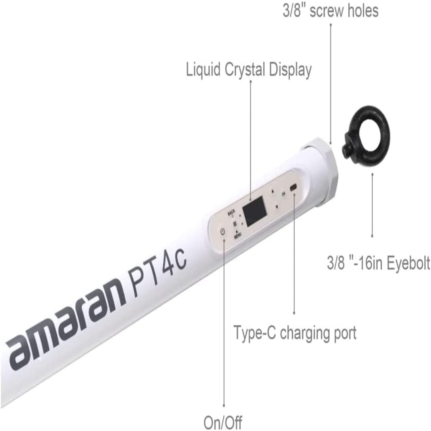 Aputure Amaran PT4c,Pixel Tube Light,16 RGBWW Pixels Tube LED,32W Power (120cm/47.2Inch) Amaran T4C