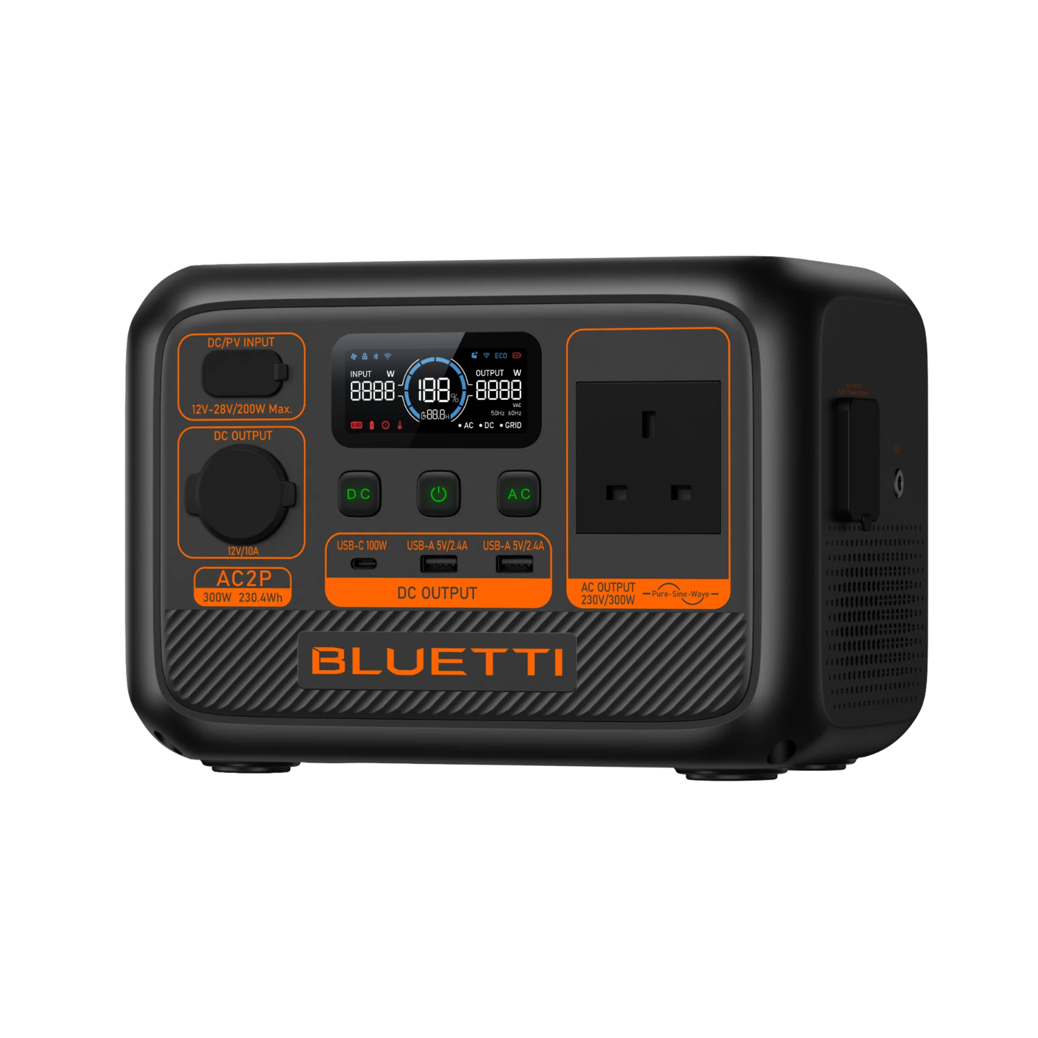 BLUETTI AC2P Portable Power Station – 300W, 204Wh LiFePO₄ Battery Backup with Fast Charging, Solar Generator for Camping, Outdoors, and Emergency Use