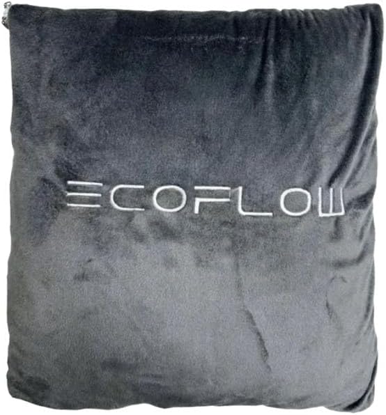 EcoFlow Foldable Throw Pillow Blanket, Soft Crystal Velvet Cushion, Grey, 40×40cm (Expands to 90×120cm)