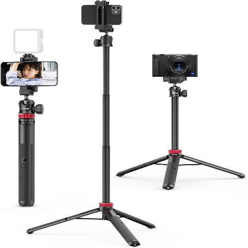 ULANZI MT-44 Portable Tripod Handheld w Ball Head, Extendable Phone Camera Tripod w Cold Shoe, Travel Compact Lightweight Tripod for iPhone, Smartphone, Sony, Canon, Nikon, Small Cameras