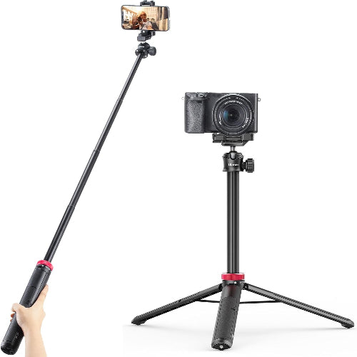 ULANZI MT-44 Portable Tripod Handheld w Ball Head, Extendable Phone Camera Tripod w Cold Shoe, Travel Compact Lightweight Tripod for iPhone, Smartphone, Sony, Canon, Nikon, Small Cameras