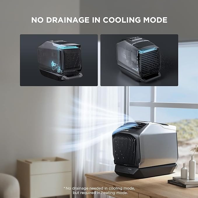 EcoFlow WAVE 2 Portable Air Conditioner (5100BTUs cooling,6100BTUs Heating ) Grey Color With Battery