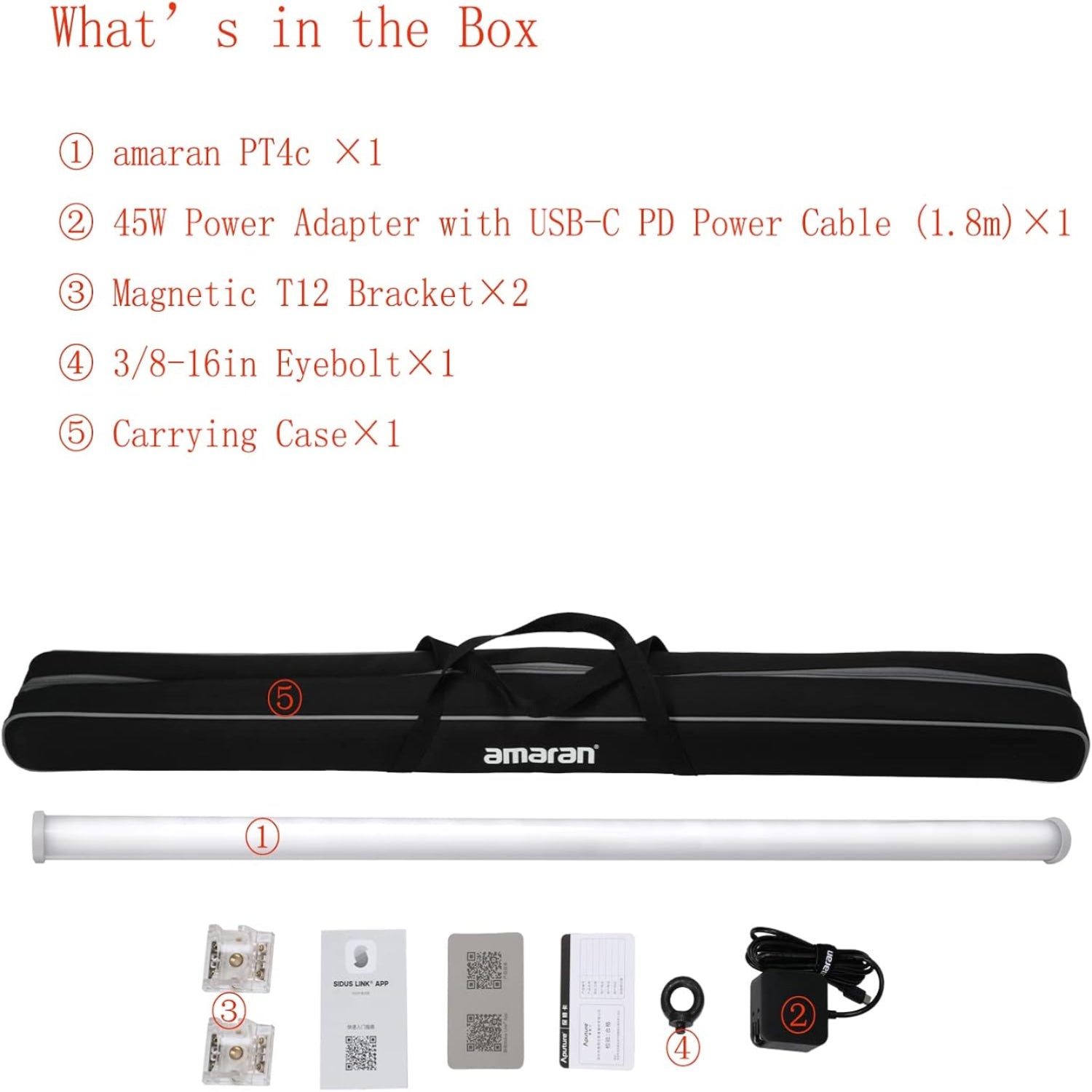 Aputure Amaran PT4c,Pixel Tube Light,16 RGBWW Pixels Tube LED,32W Power (120cm/47.2Inch) Amaran T4C
