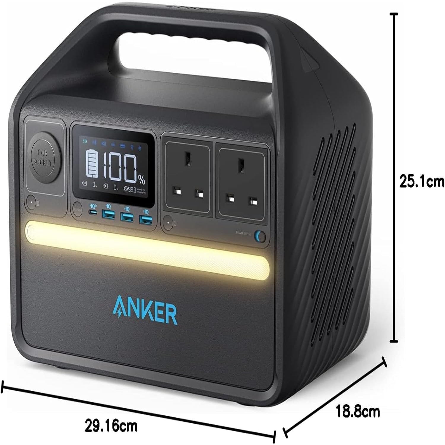 Anker 535 Portable Power Station, 512Wh Portable Generator, 500W 7-Port Outdoor Generator with 2 AC Outlets, 60W USB-C PD Output, LiFePO4 Batteries, LED Light For Camping, RV, Power Outage