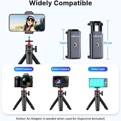 ULANZI MT-08 Extension Pole Tripod, Mini Selfie Stick Tripod Stand Handle Grip for iPhone 11 Pro Max Samsung OnePlus Google Smartphone Canon G7X Mark III Sony RX100 VII A6400 A6600 Cameras Vlogging