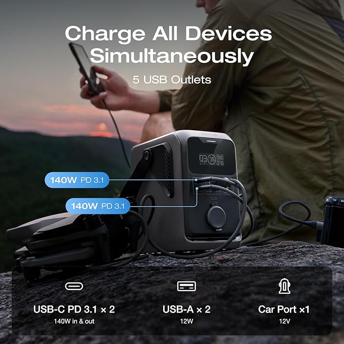 EF ECOFLOW TRAIL 300 DC Portable Power Station, 288Wh LiFePO4 Power Bank, 300W DC Output, Compact Solar Generator for Camping, Travel, and Emergency Power